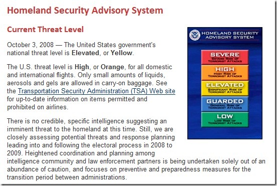 Homeland Security threat level